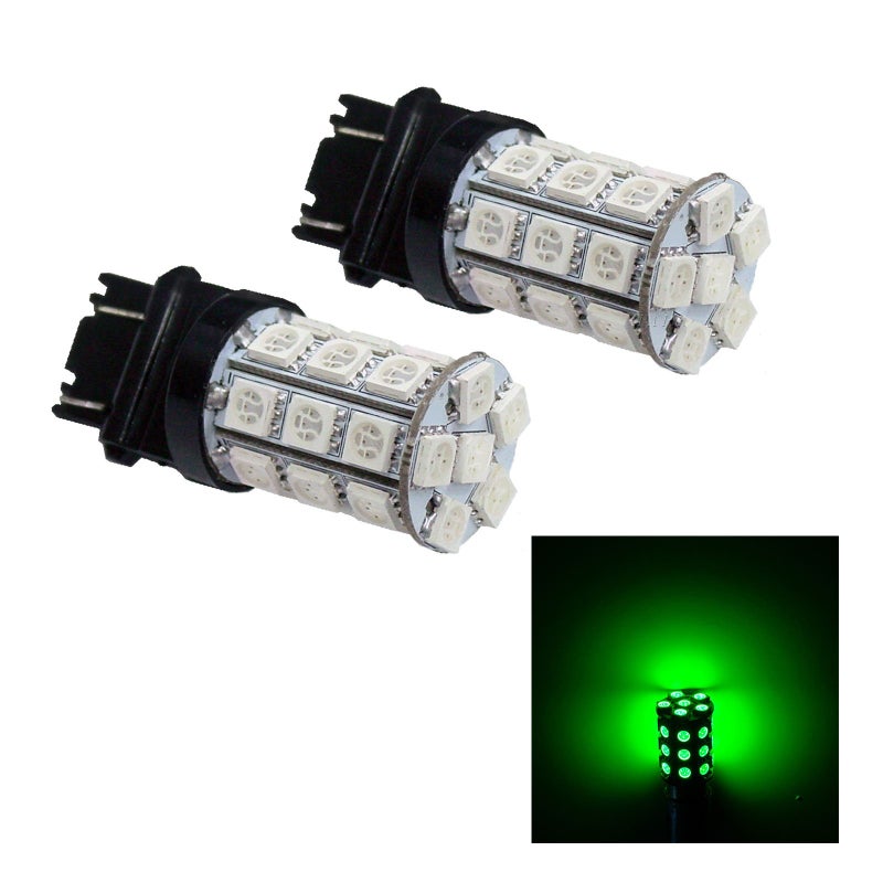 PA LED 2PCS 30SMD 3157 Green Auto LED Bulb 12V for Turn Signal, Side Marker, Stop, Back, Tail Light (3056 3156 3156A 3057 4057 3157 4157 T25 Available) - Image 1
